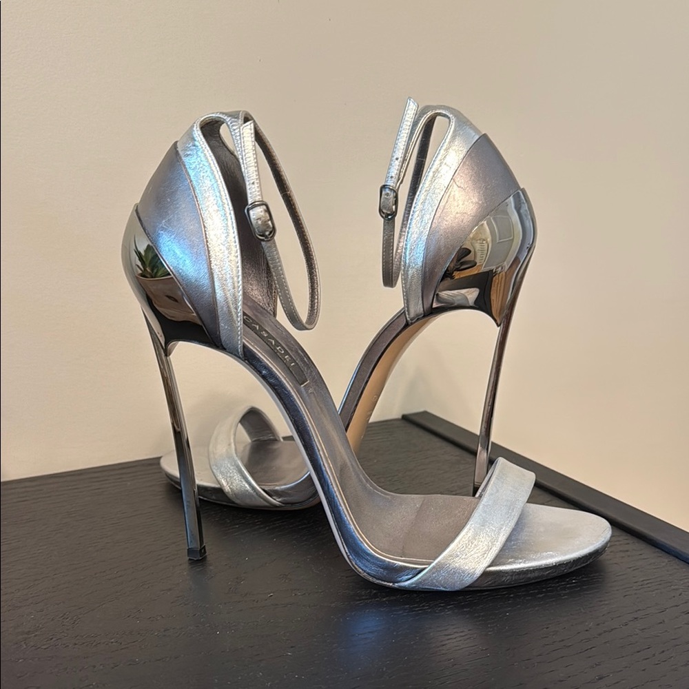 Casadei Chic Silver Stiletto Heels